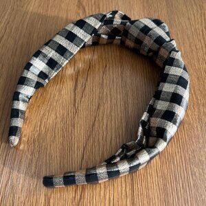 Black and Gold Gingham Knot Headband